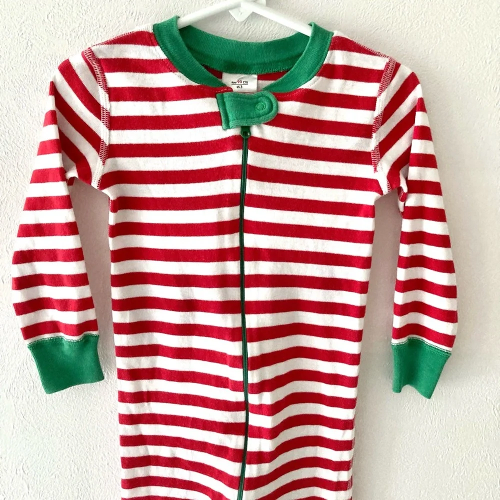 Hanna Andersson Red and White Striped Zip Pajamas In Organic Cotton Size 3